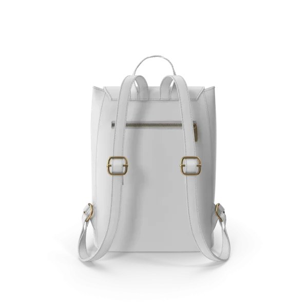 White Faux Leather Backpack