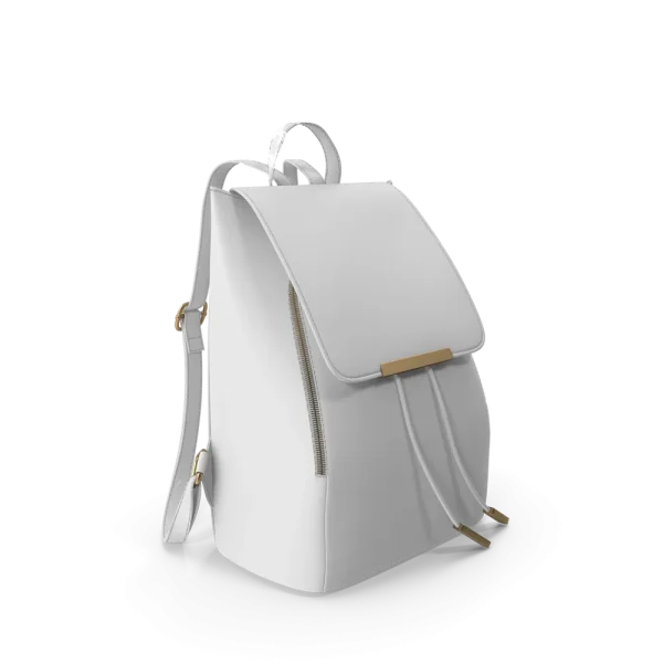 White Faux Leather Backpack